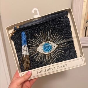 Sincerely Jules Beaded Evil Eye Wristlet
